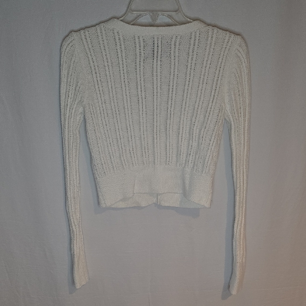 Abercrombie & Fitch White Button-Up Women's Crop Cardigan - Picture 4 of 5